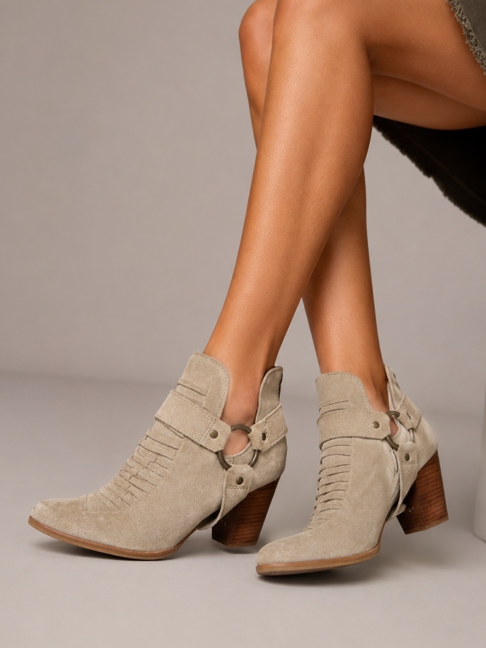 SEYCHELLES 'Impossible' Sand Suede
Leather Ankle Booties 9.5
